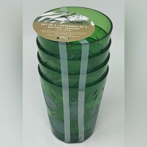 Tommy Bahama Acrylic Drinking Glasses Tumblers Pineapple Set of 4 12oz NEW